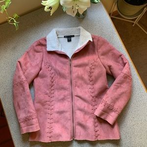 Mechant Light Pink Faux Suede Faux Sherpa Jacket M